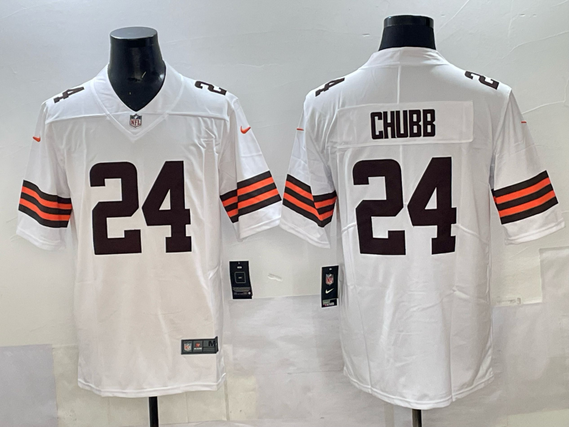 Men 2025 Cleveland Browns 24 Chubb white Nike Limited NFL Jersey 001